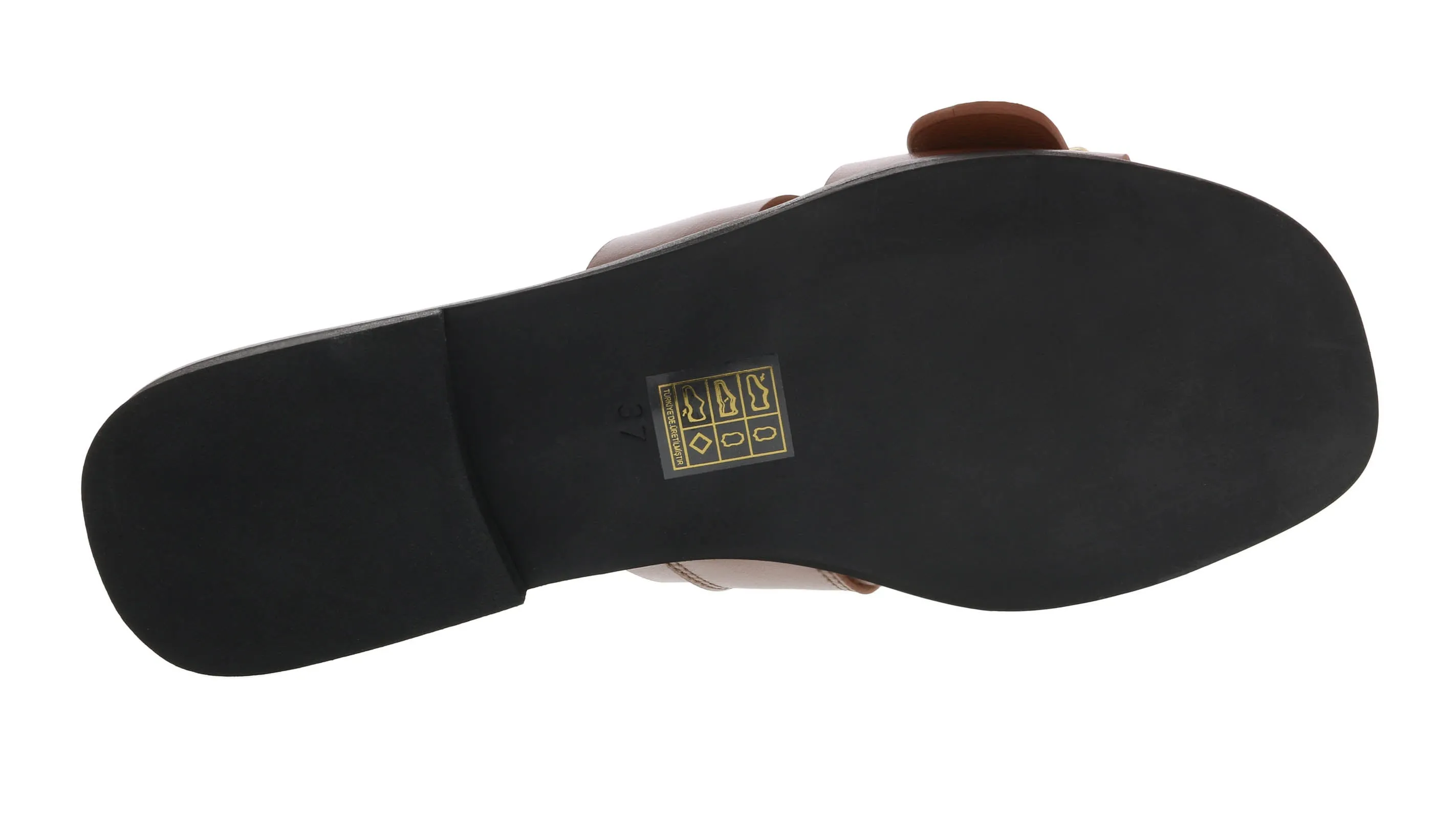 Ventutto Tan Buckle Flat Leather Slide-