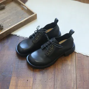 Women Retro Cowhide Leather Casual Shoes