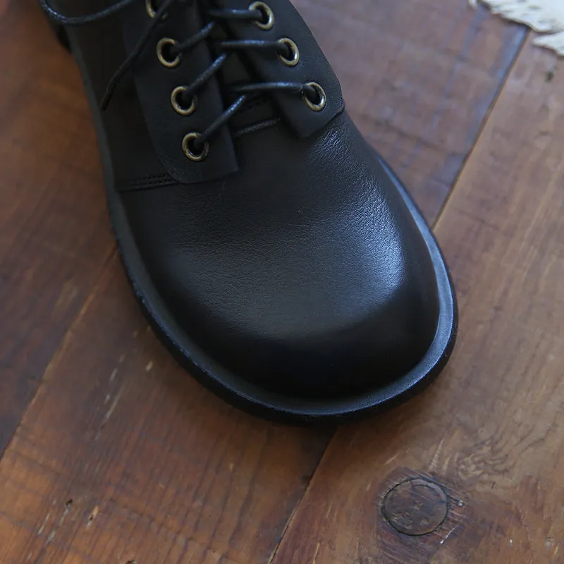 Women Retro Cowhide Leather Casual Shoes