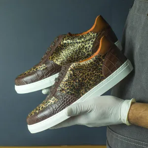 Women's Leopard Print Superior Leather Sneakers